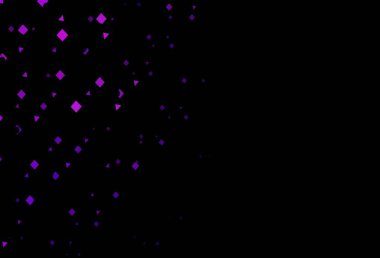 Koyu pembe, mavi vektör arkaplanı çizgiler, daireler, eşkenar dörtgenler. Renkli daireler, üçgenler, kareler çizilmiş bir resim. İniş sayfası için modern şablon.