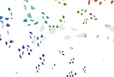 Işık çokrenkli, gökkuşağı vektör şablonu Memphis şekilli. Modern tarzda değişen renkli kaotik formlar. Duvar kağıtları için zarif tasarım.