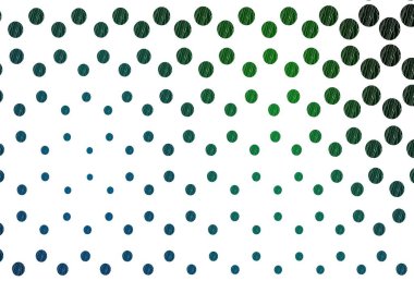 Açık mavi, diskli yeşil vektör dokusu. Bulanık yağmur damlaları olan soyut bir çizim. Reklamlar, broşürler için desen.