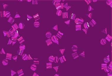 Aydınlık Pembe vektör örtüsü, çemberli çokgen biçiminde. Soyut tarzda dekoratif tasarım, çizgiler, noktalar, küplerle. İş ilanınız için akıllı tasarım.