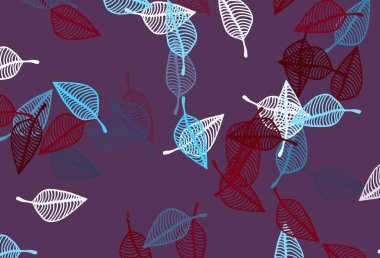 Açık mavi, kırmızı vektör çizim arkaplanı. Soyut renkli yapraklarla dekoratif illüstrasyon. İşiniz için yepyeni bir tasarım..