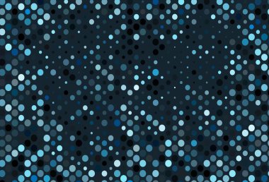 Disklerle koyu mavi vektör dokusu. Soyut arka planda bulanık kabarcıklar ve renkli gradyan. Posterler, afişler için tasarım.