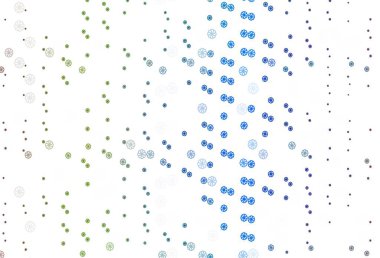 Açık renkli, parlak kar taneli Gökkuşağı vektör düzeni. Karla kaplanmış bulanık dekoratif tasarım. Reklamınız, posteriniz, afişiniz için yeni yıl tasarımı.