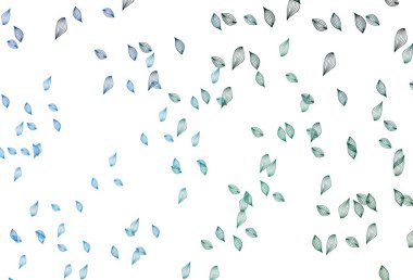 Açık mavi, yeşil vektör karalama şablonu. Yapraklı doğal dekoratif tasarım. Web sitesi için dokulu desen.