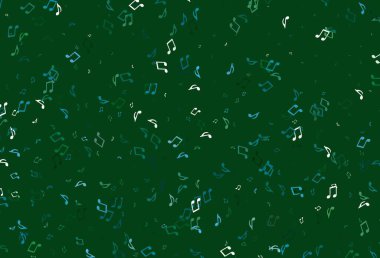 Müzik notalarıyla açık renkli vektör arkaplanı. Renkli gradyan notaların parlak çizimi. Okul ilanı, kitapçıklar için şablon.