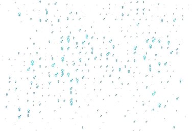 Açık mavi vektör şablonu, erkek ve kadın sembolleri. Renkli cinsiyet sembollü soyut illüstrasyon. TV reklamları için basit tasarım.