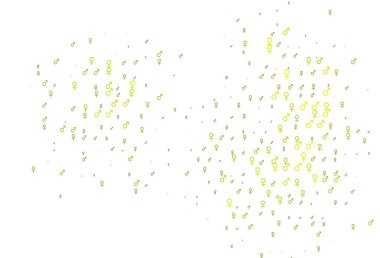 Açık yeşil, cinsiyet sembollü sarı vektör arkaplan. Renkli gradyan tarzında cinsiyet işaretli akıllı bir illüstrasyon. Randevu siteleri için temel tasarım.