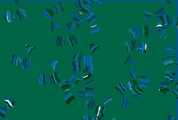 Modèle Vectoriel Bleu Clair Vert Avec Cristaux Cercles Carrés Illustration — Image vectorielle