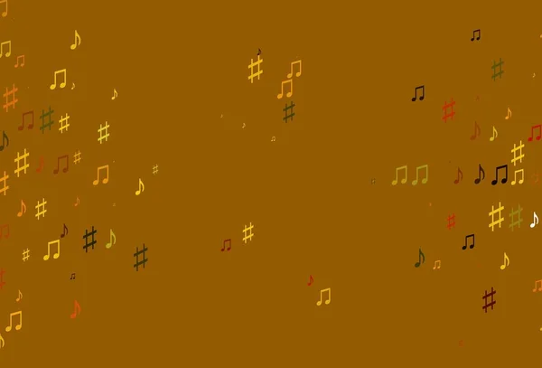 光橙色矢量背景音乐笔记 现代抽象插图与曲调键 假肢杂志模板 — 图库矢量图片