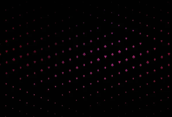 Темно Рожеве Векторне Компонування Елементами Карт Ілюстрація Набором Сердець Піків — стоковий вектор