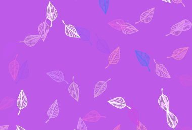 Açık Pembe, Mavi vektör çizim dokusu. Yaprakları karalama tarzında parlak renkli bir illüstrasyon. Paketleme için el boyası tasarımı, duvar kağıdı.