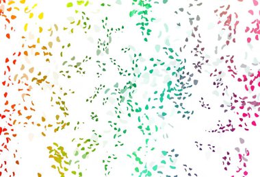 Aydınlık çokrenkli, soyut biçimlere sahip gökkuşağı vektör arkaplanı. Rastgele şekillerle soyut tarzda dekoratif tasarım. Web siteniz için basit tasarım.