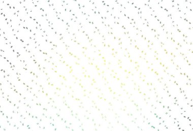 Açık Mavi, müzik sembollü sarı vektör arkaplan. Soyut tarzda dekoratif tasarım ve müzik şekilleri. Müzisyenlerin web siteleri için desen.