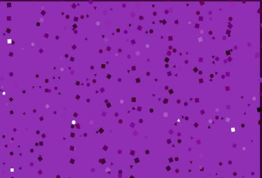 Açık Mor çizgiler, daireler, çizgiler, dikdörtgenler. Renkli daireler, üçgenler, kareler çizilmiş bir resim. Reklamlar için desen.