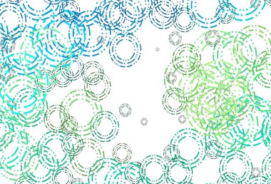 Açık yeşil, daire şekilli sarı vektör düzeni. Doğa tarzında renkli baloncuklu soyut illüstrasyon. Suyun deseni, yağmur damlaları.