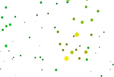 Açık yeşil, daireli sarı vektör şablonu. Doğa tarzında bulanık halkaları olan güzel renkli çizimler. Güzel web siteleri için desen.