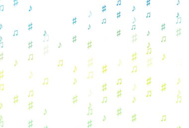 Müzik sembollü soyut vektör arkaplanı. Soyut tarzda dekoratif tasarım ve müzik şekilleri. Fasion dergileri için şablon. 