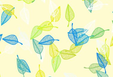 Açık mavi, sarı vektör çizim şablonu. Origami tarzındaki yaprakların gradyanlı karalama çizimi. İş tasarımınız için yeni şablon.