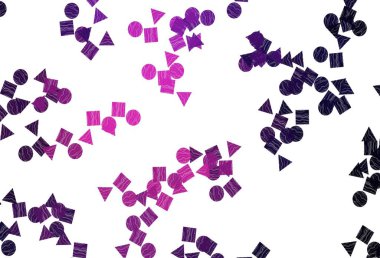 Aydınlık Pembe vektör dokusu, çemberli, küplü. Küreler, kareler ve çizgilerle soyut çizimler. Reklamınız, posteriniz, afişiniz için en iyi tasarım.