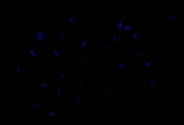 Cinsiyet sembollü koyu mor vektör arkaplan. Soyut tarzda, cinsiyet şekilleriyle basit bir gradyan tasarımı. Fasion dergileri için şablon.