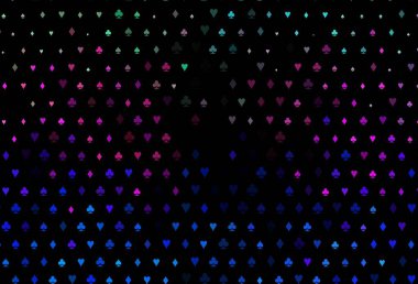 Koyu renk, Gökkuşağı vektör düzeni ve kart elemanları. Renkli resimler, kalpler, maça, sinek, elmas. Kitapçıklar, kumarhanelerin broşürleri..