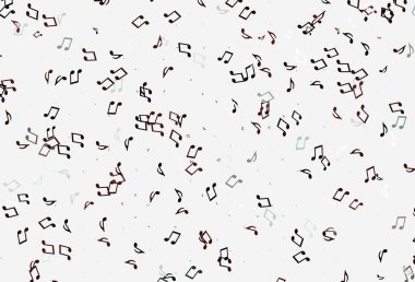 Müzik sembollü açık renkli bir vektör şablonu. Soyut arkaplanda rengarenk müzik tuşları. Festival broşürleri için desen.