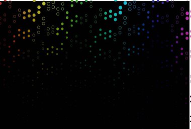 Koyu Çokrenkli, daireli Gökkuşağı vektör şablonu. Renkli su damlaları olan modern soyut çizimler. İş reklamları için tasarım.