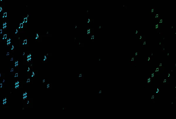 Темно Синий Зеленый Векторный Узор Музыкальными Элементами Абстрактная Иллюстрация Красочными — стоковый вектор