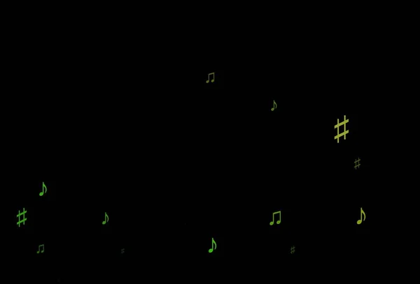深绿色 黄色矢量背景与音乐符号 展示五彩缤纷的渐变乐谱 学校广告 小册子的模式 — 图库矢量图片