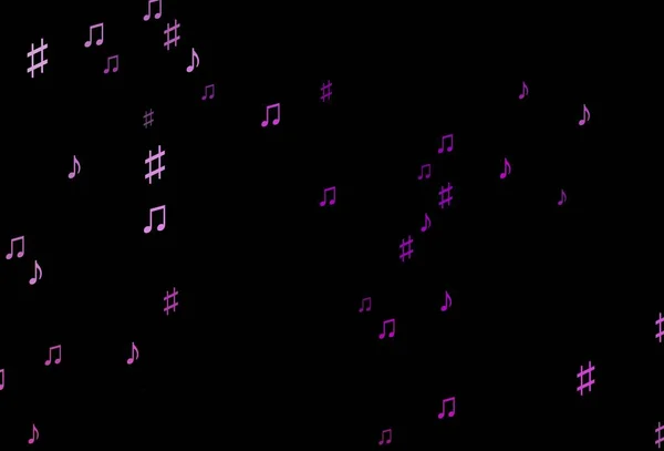 Темно Фиолетовый Векторный Узор Музыкальными Элементами Абстрактная Иллюстрация Красочными Символами — стоковый вектор