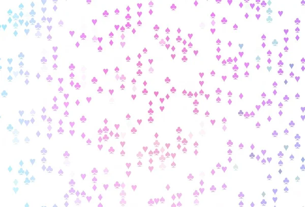 Rosa Chiaro Sfondo Vettoriale Blu Con Segni Carte Illustrazione Colori — Vettoriale Stock