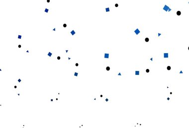 Daireleri, çizgileri, dikdörtgenleri olan hafif BLUE vektör düzeni. Çemberler, üçgenler ve küplerle soyut gradyan çizimi. İş ilanları, broşürler, broşürler için desen