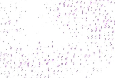 Cinsiyet sembollü açık mor vektör arkaplanı. Renkli gradyan tarzında cinsiyet işaretli akıllı bir illüstrasyon. Uniseks duvar kağıtları için modern tasarım.