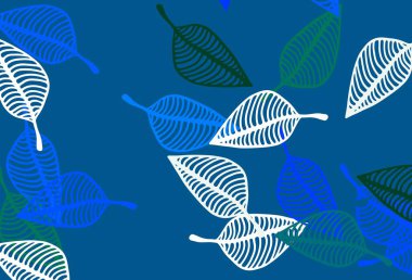 Açık mavi vektör karalama kapağı. Soyut renkli yapraklarla dekoratif illüstrasyon. İş tasarımınız için yeni şablon.