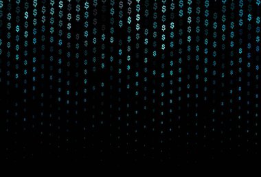 Dolar, USD, ABD ile koyu mavi vektör arkaplan. Doların sembolleriyle bulanık tasarım, USD, ABD. Reklamınız, posteriniz, afişiniz için en iyi tasarım..