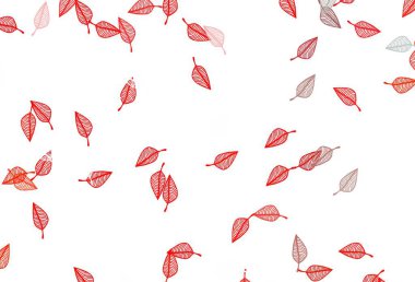 Açık kırmızı vektör karalama arkaplanı. Yapraklarla karalama tarzında renkli çizimler. Web sitesi için dokulu desen.