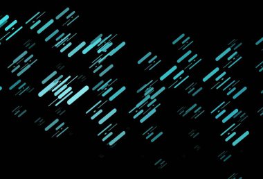 Uzun çizgileri olan koyu mavi vektör arkaplan. Dar çizgileri olan parlak renkli çizimler. İş broşürleri, broşürler için desen.