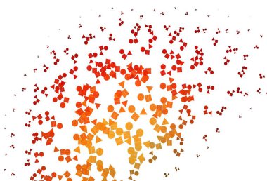 Açık kırmızı, sarı vektör dokusu, daire şeklinde, küp şeklinde. Daireler, çizgiler, rengarenk eşkenar dörtgenler. Reklamınız, posteriniz, afişiniz için en iyi tasarım.