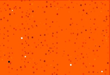 Açık Turuncu vektör dokusu, çemberli, küplü. Küreler, kareler ve çizgilerle soyut çizimler. Reklamınız, posteriniz, afişiniz için en iyi tasarım.