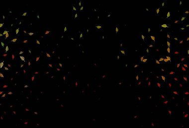 Koyu yeşil, kırmızı vektör karalama deseni. Yapraklarla modern tarzda yepyeni renkli bir tasvir. Cep telefonlarının arkaplan şablonu.