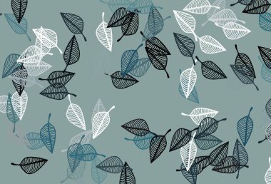 Açık mavi vektör karalama arkaplanı. Yapraklı doğal dekoratif tasarım. İş tasarımınız için yepyeni bir tarz.