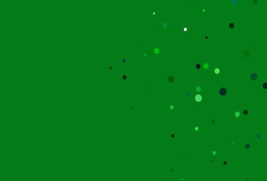 Açık mavi, daire şekilli yeşil vektör düzeni. Soyut arka planda bulanık kabarcıklar ve renkli gradyan. Suyun deseni, yağmur damlaları.