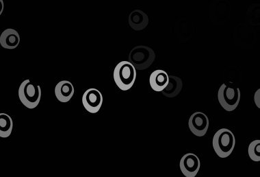 Koyu gümüş, dairesel gri vektör şablonu. Bulanık yağmur damlaları olan soyut bir çizim. Suyun deseni, yağmur damlaları.