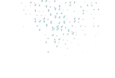 Açık mavi vektör şablonu, erkek ve kadın sembolleri. Renkli cinsiyet sembollü soyut illüstrasyon. Randevu uygulamaları için akıllı tasarım.