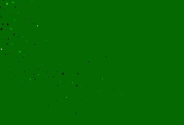 Açık yeşil vektör, kumar sembolleriyle kaplı. Kalplerin, maça, sinek ve elmasların bulanık dekoratif tasarımı. Reklam, poster ve kumar siteleri için tasarım.