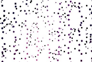 Açık Mor, kristalli pembe vektör şablonu, daireler, kareler. Renkli daireler, üçgenler, kareler çizilmiş bir resim. İniş sayfası için modern şablon.