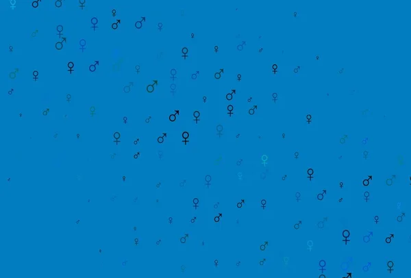 Texture Vectorielle Bleu Clair Verte Avec Des Icônes Masculines Féminines — Image vectorielle