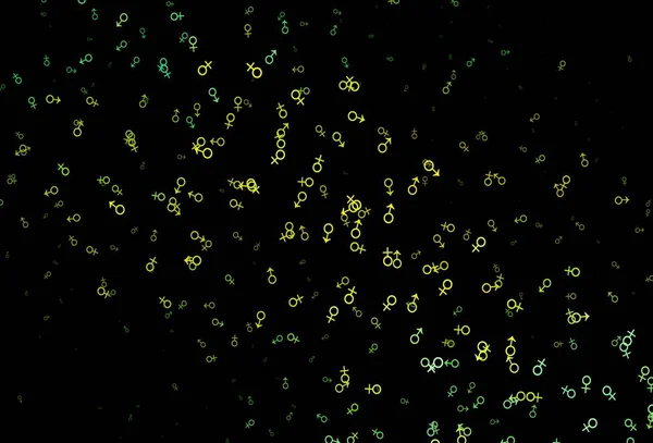 Темно Зеленый Желтый Векторный Фон Гендерными Сияниями Умная Иллюстрация Красочном — стоковый вектор