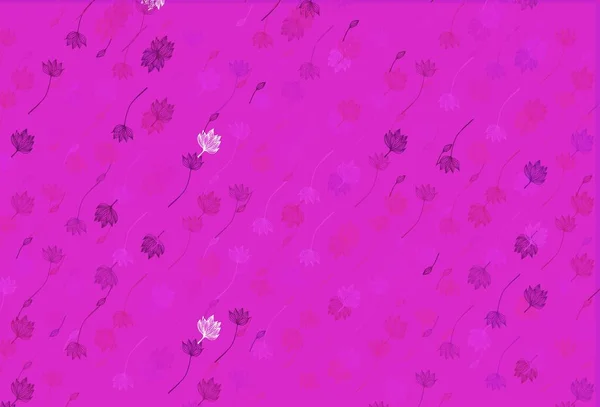Modèle Doodle Vectoriel Violet Clair Croquant Gribouillis Avec Des Feuilles — Image vectorielle