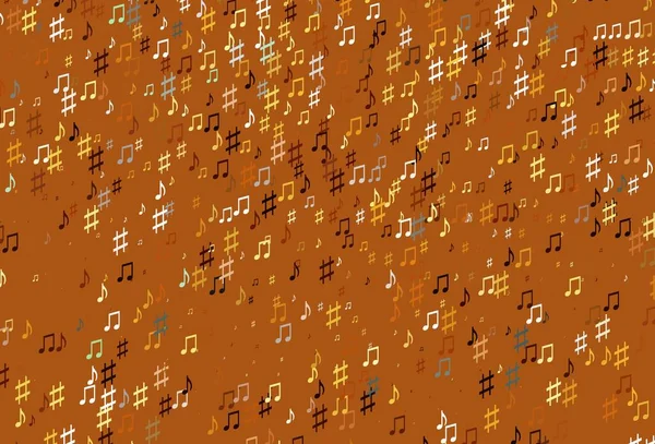 Светло Оранжевая Векторная Текстура Музыкальными Нотами Декоративный Дизайн Абстрактном Стиле — стоковый вектор